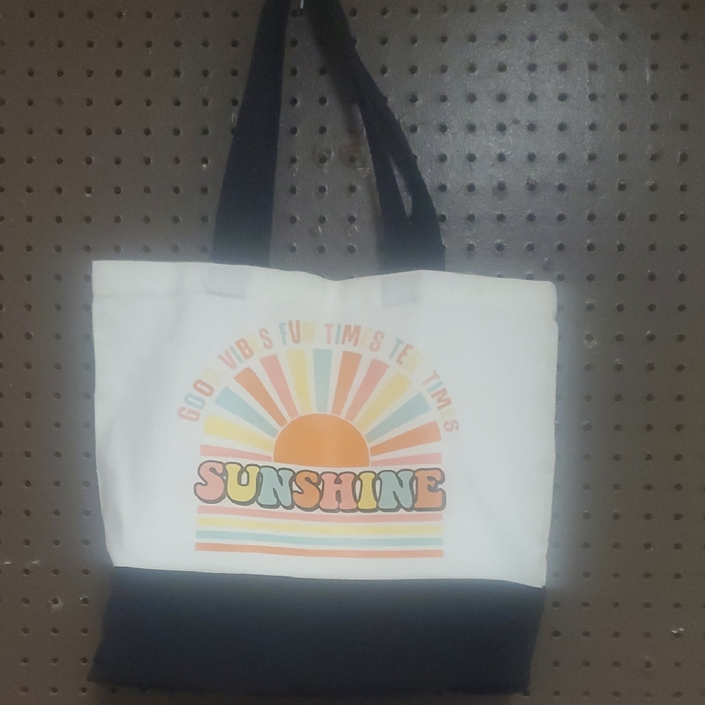 Sunshine Graphic Tote Bag - White and Black
